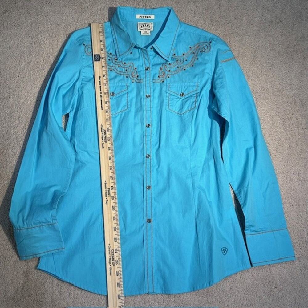 Ariat Shelby Fitted Western Shirt Womens Medium Blue Radiance Snap Front Ranch - Picture 11 of 14
